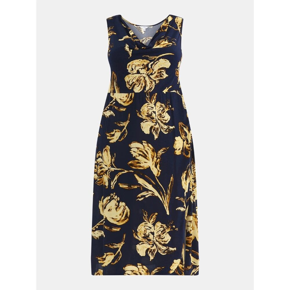 Floral Sleeveless Maxi Dress - Black and Cream - Picture 2 of 8